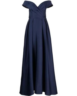 Marchesa Duchess Satin-Finish Ball Gown - Blue