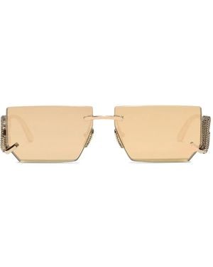 Dolce & Gabbana Crystal-Embellished Rectangle-Frame Sunglasses - Natural