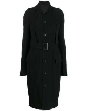 Rick Owens Cappotto Monopetto Con Cintura - Nero