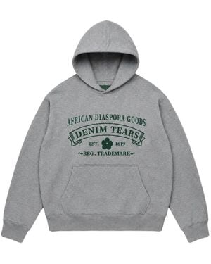 DENIM TEARS Adg Logo-Print Hoodie - Grey