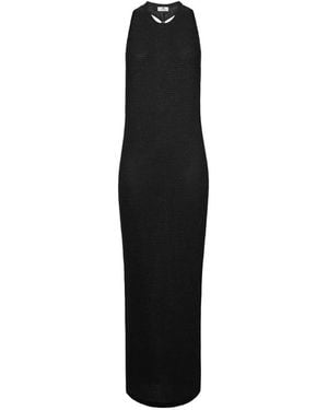 Elisabetta Franchi Knit Dress With Jewel Twisted Necklace - Black