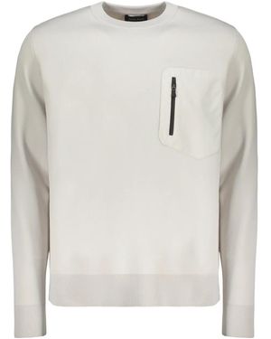 Herno Felpa Con Zip E Tasca - Bianco