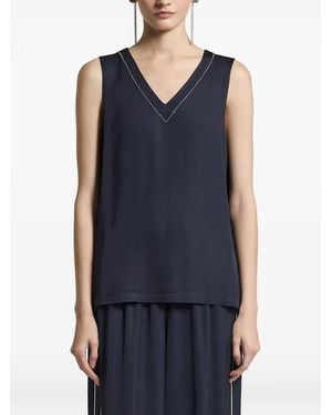 Peserico Aurea V-Neck Sleeveless Top - Blue