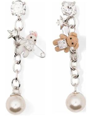 YVMIN Crystal-Embellished Drop Earrings - White