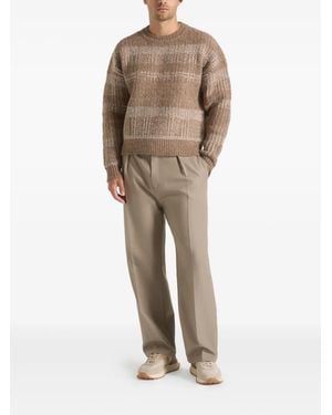 Manière De Voir Ayden Checked-Pattern Knit Taupe/ Jumper - Natural