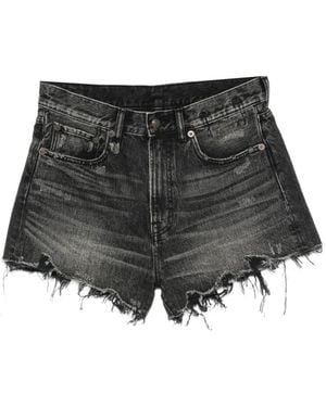 R13 Distressed Frayed-Edge Shorts - Black