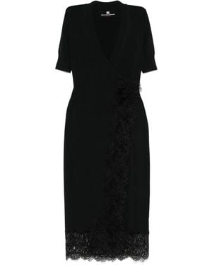 Ermanno Scervino Lace-Embellished Wrap Dress - Black
