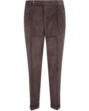Barba Napoli Corduroy Pleated Trousers - Brown