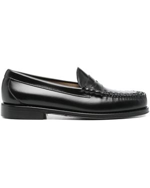 G.H. Bass & Co. Woven-Front Leather Loafers - Black