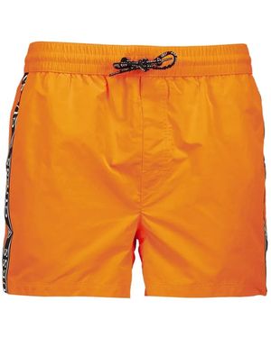 Guess Logo-Tape Drawstring Swim Shorts - Orange
