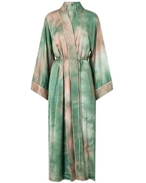 Pinko Long Gradient Satin Kimono - Green