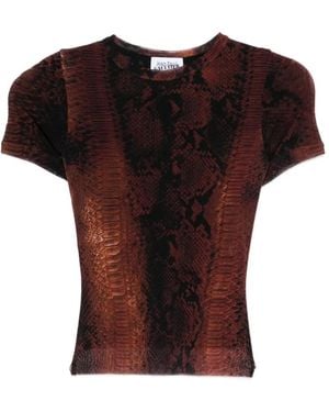 Jean Paul Gaultier Fitted Snake Print Top - Red
