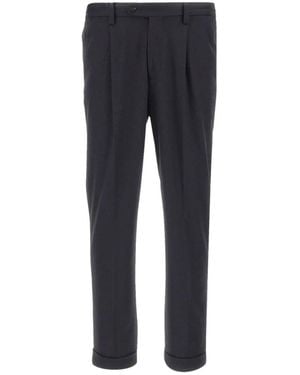 Devore Pleated Turn-Up Trousers - Blue