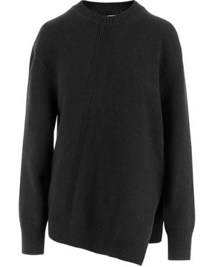Jil Sander アシンメトリー リブセーター - ブラック