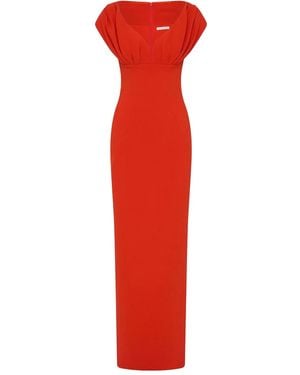 Rachel Gilbert Myra Ruched Maxi Gown - Red