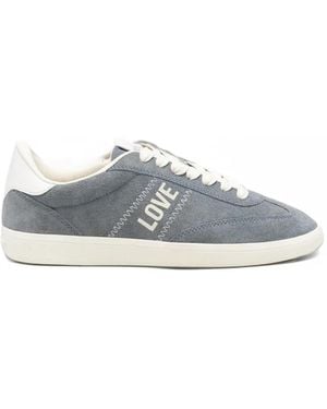 Love Moschino Cloud25 Logo-Print Suede Sneakers - White