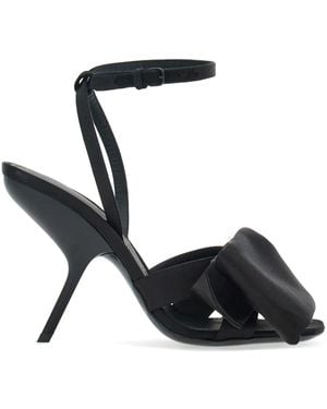 Ferragamo Sandalias Con Lazo Asimétrico Y Satén - Negro