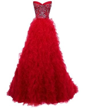 Gemy Maalouf Strapless Corset Maxi Dress - Red
