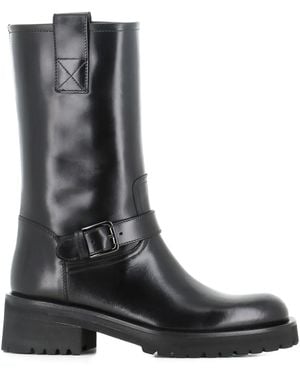 Alberto Fasciani Isabel 9003 Buckle-Strap Biker Boots - Black