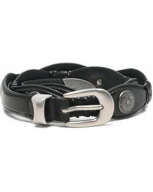 MAISON HOTEL Concho Braided-Detail Belt - Grey
