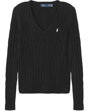 Polo Ralph Lauren Cable-Knit V-Neck Jumper - Black