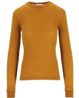 forte_forte Ribbed-Knit Long-Sleeve Sweater - Orange