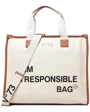 V73 Responsability Contrast-Trim Tote Bag - Natural
