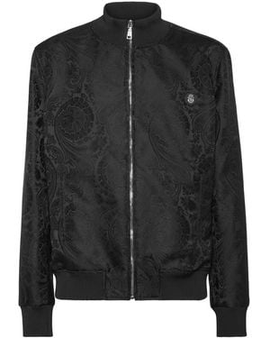 Billionaire Jacquard Bomber Jacket - Black