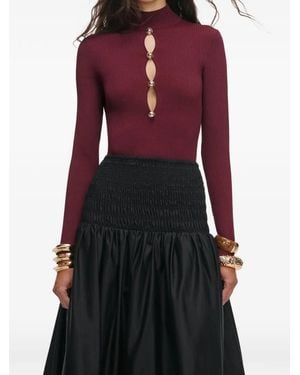 Self-Portrait Keyhole-Embellishment Top - Purple