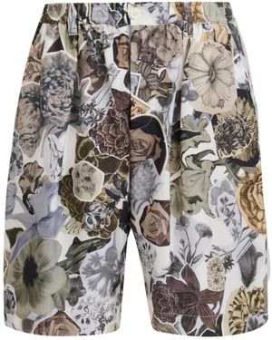 Marni Floral-Print Silk Shorts - Grey
