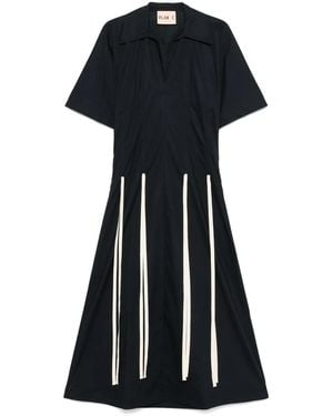 Plan C Robe En Coton À Coupe Mi-Longue - Bleu