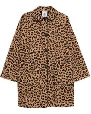 Semicouture Cappotto Leopardato Con Bottoni - Neutro