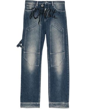 Off-White c/o Virgil Abloh Cherry Diagonal Twist Stack Jeans - Blue