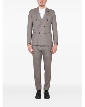 Lardini Double-Breasted Checked-Pattern Suit - Grey
