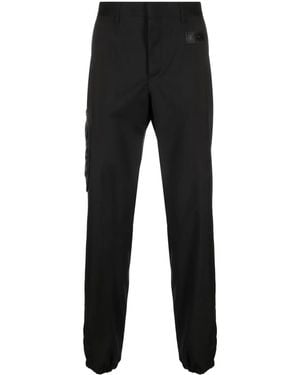 Moschino Rubberised-Logo Tailored Trousers - Black