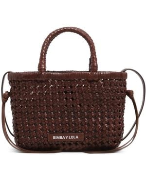 Bimba Y Lola Woven Top-Handle Mini Bag - Brown