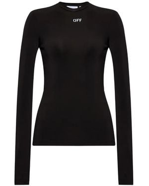 Off-White c/o Virgil Abloh Logo-Print Long-Sleeve Top - Black