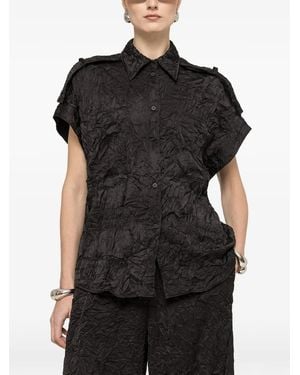 Nissa Crinkle Effect Shirt - Black