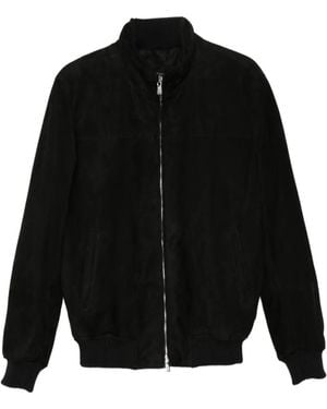 Enrico Mandelli Suede Bomber Jacket - Black