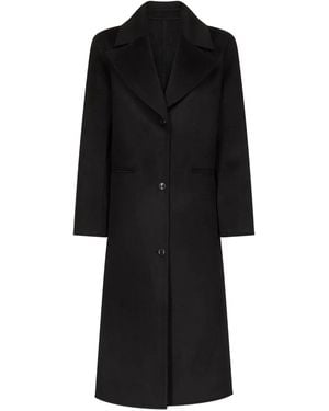 Loulou Lapel-Collar Coat - Black