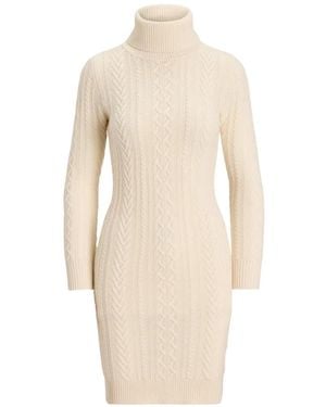 Ralph Lauren Robe En Maille Torsadée À Col Roulé - White