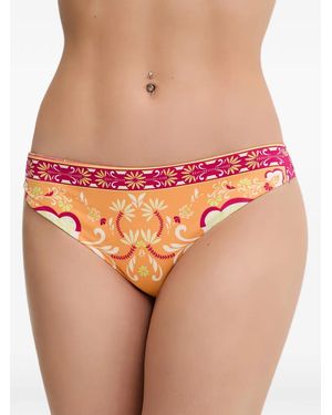 Twinset Brazilian Floral-Print Bikini Bottoms - Orange
