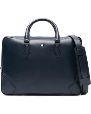 Montblanc Logo Plaque Leather Briefcase - Blue