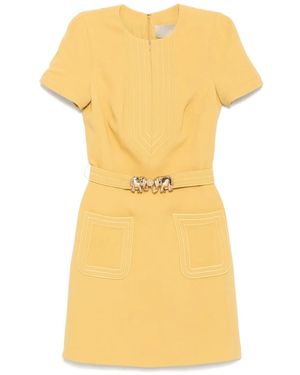 Elie Saab Elephant-Buckle Short Dress - Yellow