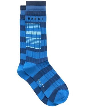 Marni Socken Mit Intarsien-Logo - Blau