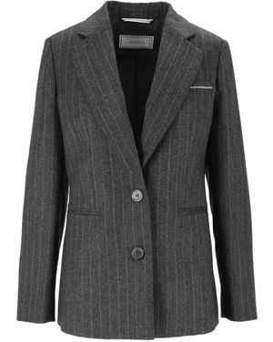 Peserico Pinstripe-Pattern Blazer - Black