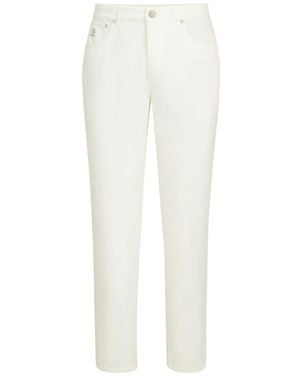 Brunello Cucinelli Katoenen Ribfluwelen Broek Met Vijf Zakken En Geverfd Effect - Wit
