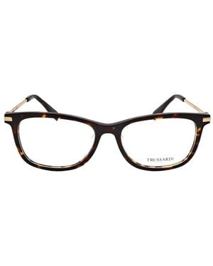 Trussardi Tortoiseshell-Effect Rectangle-Frame Glasses - Brown