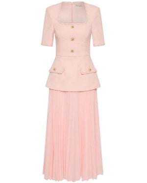 Rebecca Vallance Elvie Pleated-Skirt Midi Dress - Pink