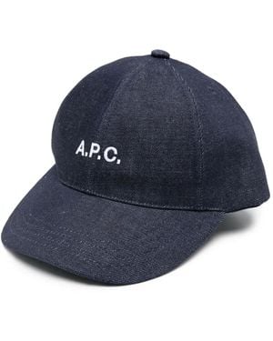 A.P.C. Jeans-Baseballkappe mit Logo-Stickerei - Blau